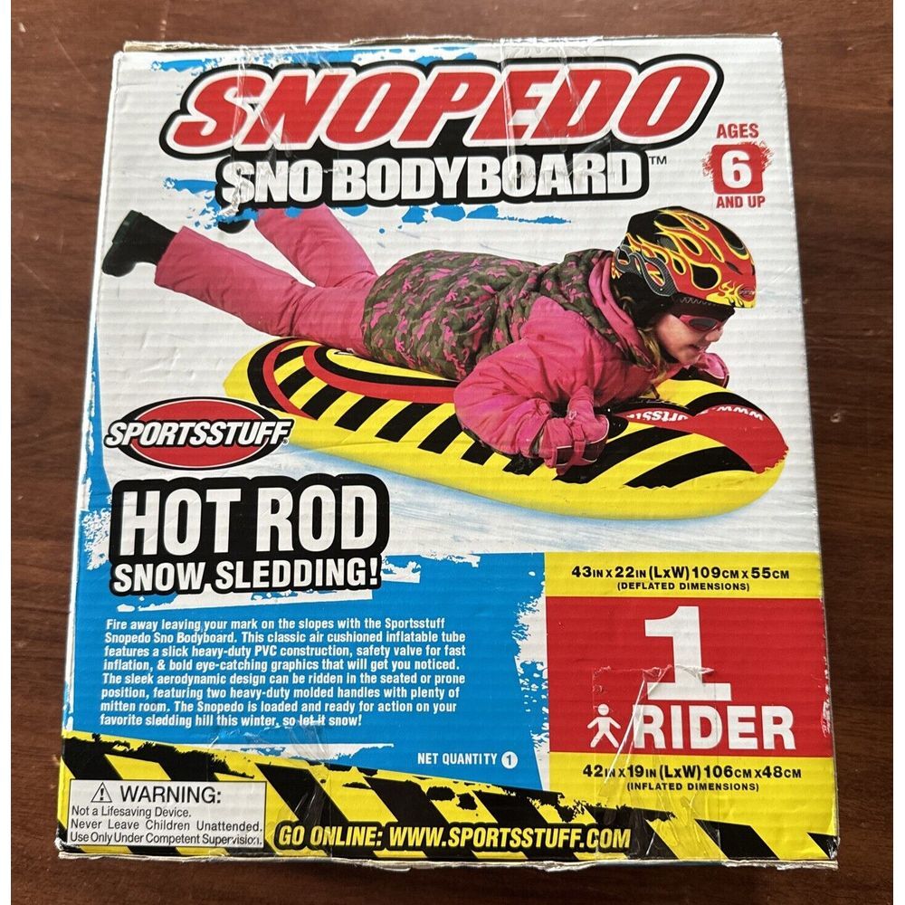 Snopedo Sno Bodyboard Snow Sled Inflatable‎ Body Board Tube By Sportsstuff.
